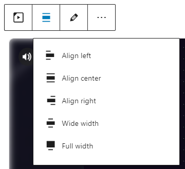 Alignment options for the TikTok block: wide width, full width, align left, align center, and align right.