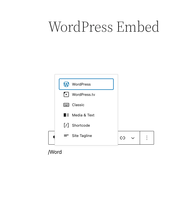 How to add the WordPress embed to a page or post