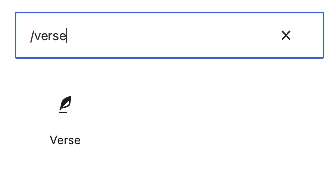 How to add the verse block using the shortcut