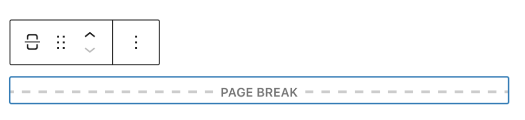 Bock toolbar in the Page Break block