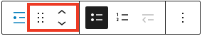 The List Block moving handles in the Toolbar.