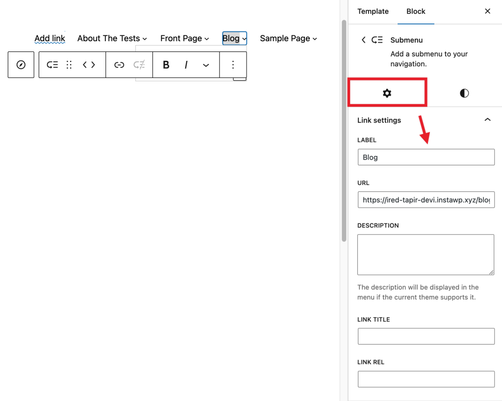 Links settings