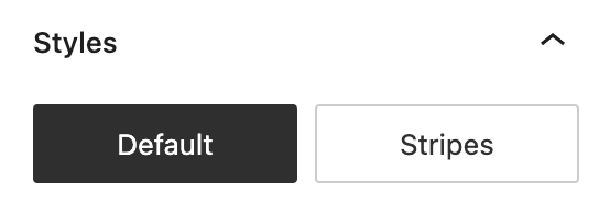 Styles settings for the table block