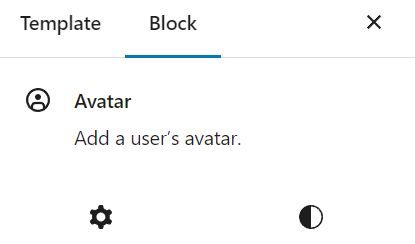 The avatar block settings panel