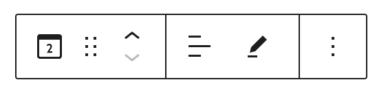 Post date block toolbar block shows the available options in icon.