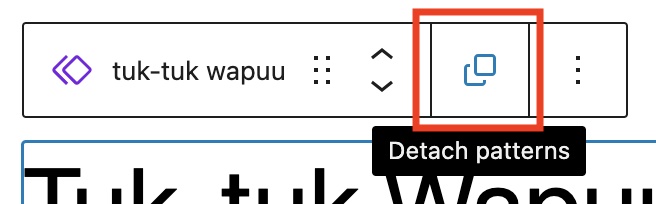 Synced Pattern Toolbar with the "Detach Pattern" option highlighted.