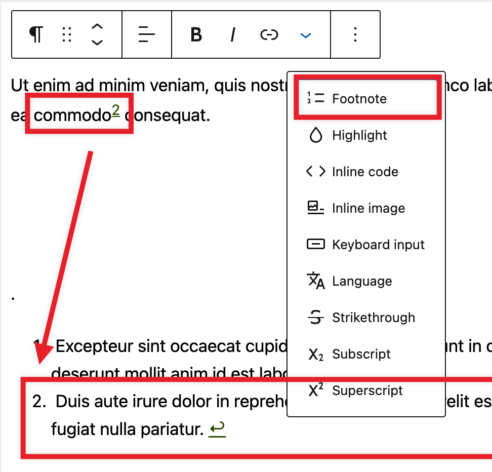 Overview of how to insert Footnotes.