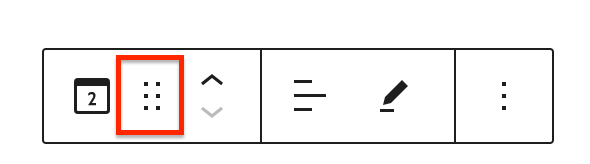 Drag icon beside the transform to option shows in two columns of three dots.