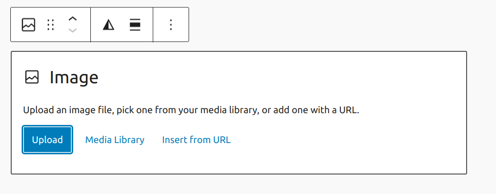 There are three ways to add images - Upload, Media Library, and Insert from URL.